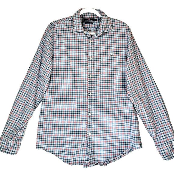 Vineyard Vines San Marino Slim Shirt Mens  MBlue Plaid Whale Button Up Tucker - Picture 1 of 11